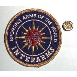 INTERARMS ,Sporting Arms of the World Embroidered Patch & NRA member's Pin